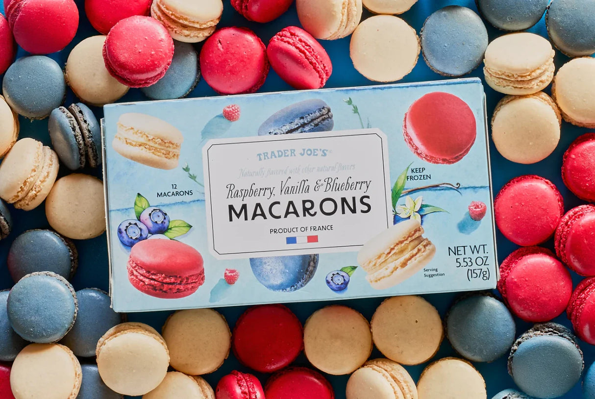 Raspberry Vanilla Blueberry Macarons Assorted French Cookies 5.53 Oz