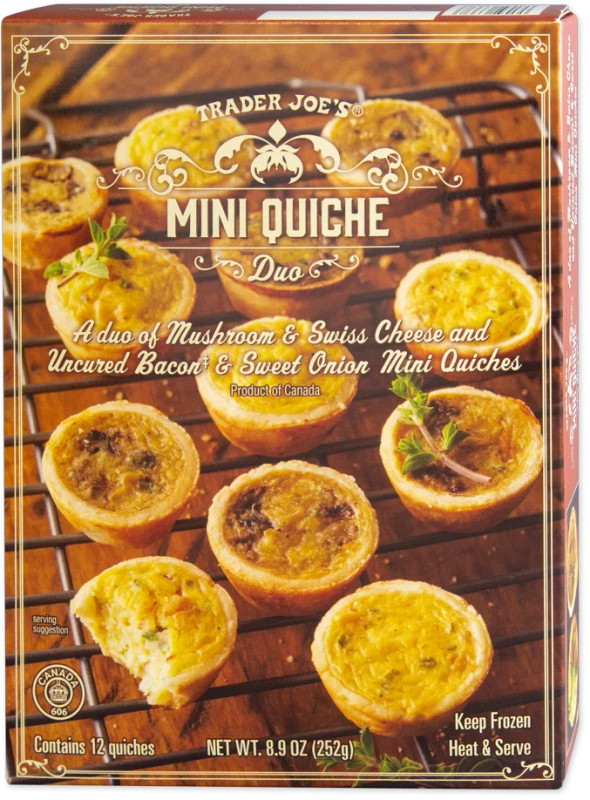 Mini Quiche Duo Frozen Appetizer Savory Cheese & Bacon Bites 8.9 Oz
