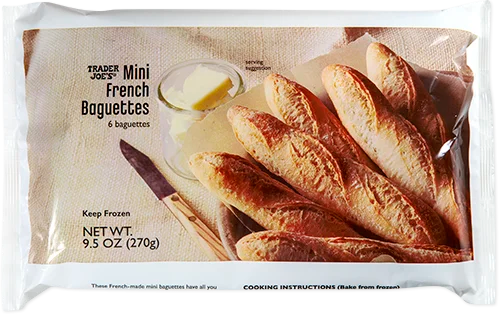 Mini French Baguettes Frozen Crispy Bread Ready to Bake 9.5 Oz