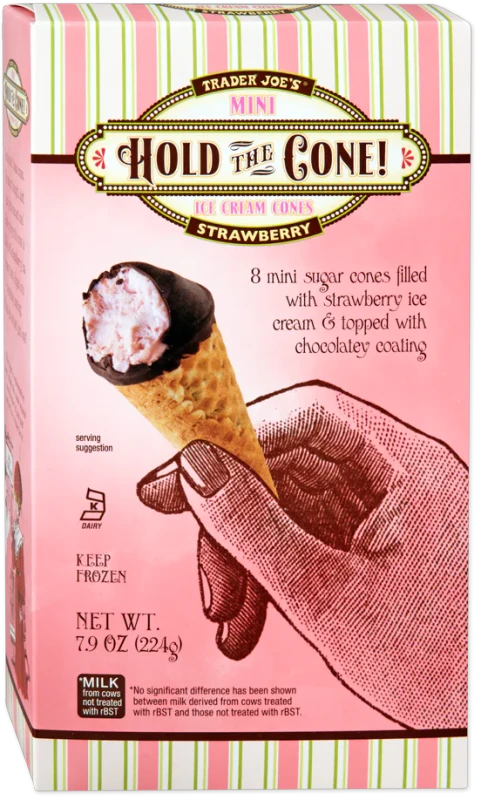 Strawberry Mini Ice Cream Cones Chocolate Coated Dessert 7.9 Oz
