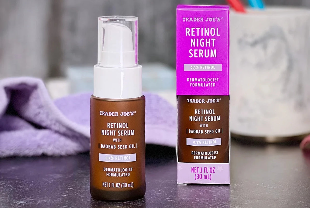 Retinol Night Serum with Baobab Seed Oil Anti-Aging Exfoliating Overnight Facial Treatment