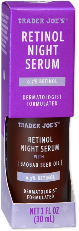 Retinol Night Serum with Baobab Seed Oil Anti-Aging Exfoliating Overnight Facial Treatment