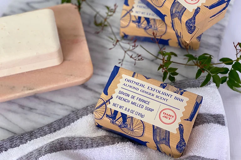 Almond Ginger Scent Oatmeal Exfoliant Bar French Milled Soap