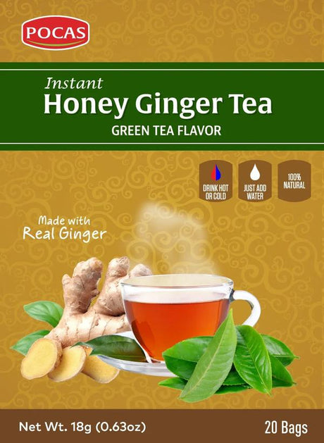 Pocas Instant Honey Ginger Tea Green Tea Flavor
