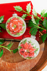 4" Poinsettia Ball Ornament