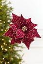 20" x 12" Burgundy Sequin Poinsettia Stem