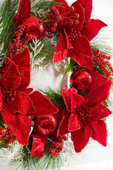 22” Poinsettia With Pine Wreath