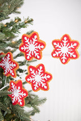 Red White Snowflake Stem 24 Inch Christmas Tree Decoration