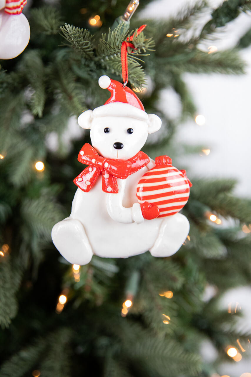 4 Inch Christmas Polar Bear Ornament Decorative Holiday Tree Hanging Ornament