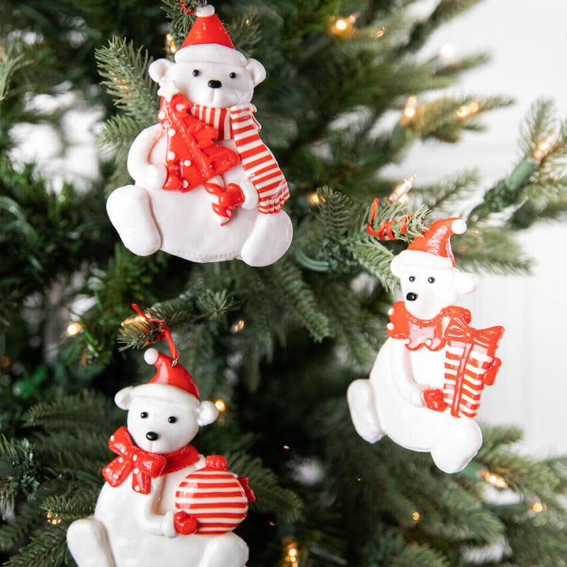 4 Inch Christmas Polar Bear Ornament Decorative Holiday Tree Hanging Ornament