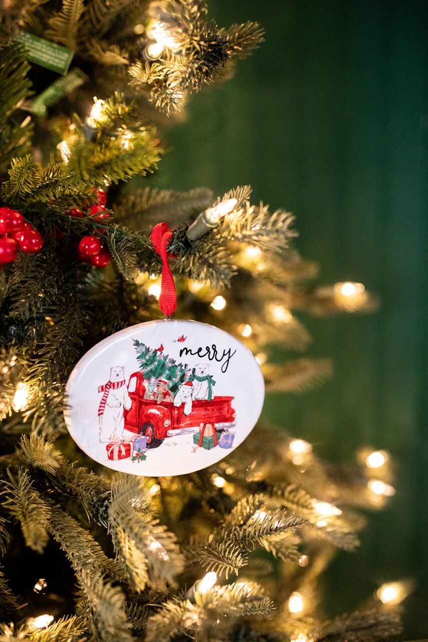 4.7” Dolomite Holiday Truck & Polar Bear Ornament