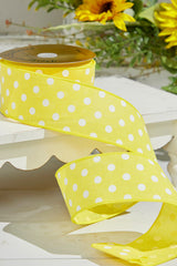 2.5"x 10 Yards Yellow Polka Dot Ribbon Cheerful Spring Craft Ribbon
