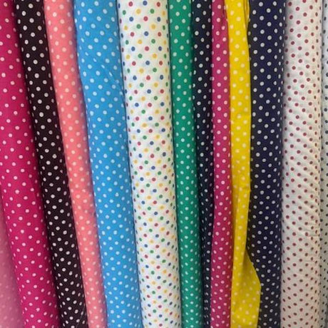 Small Polka Dot Poly Cotton Fabric - Multi Colors, 60" Width