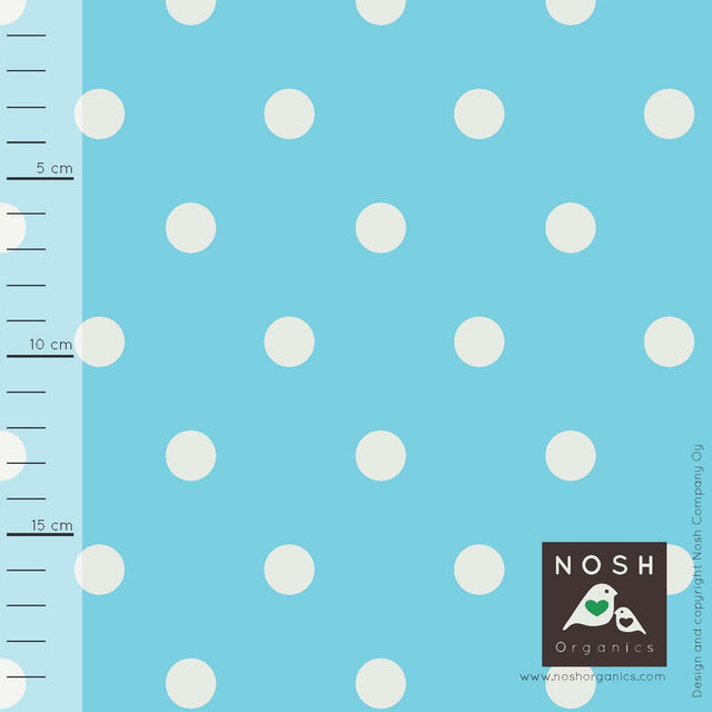 Cotton Lycra Knit Natural Polka Dots Capri Blue