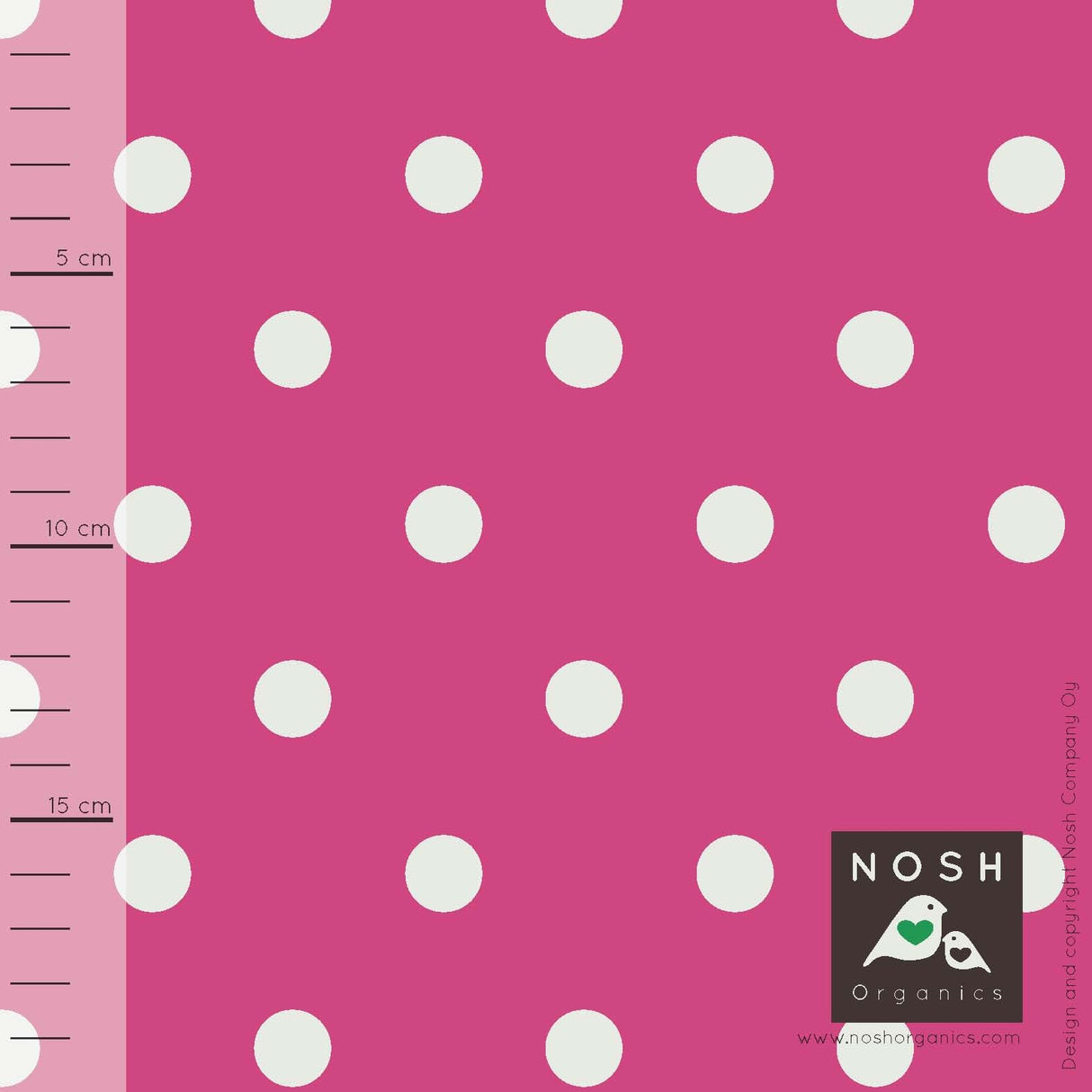 Cotton Lycra Knit Natural Polka Dots on Fuchsia