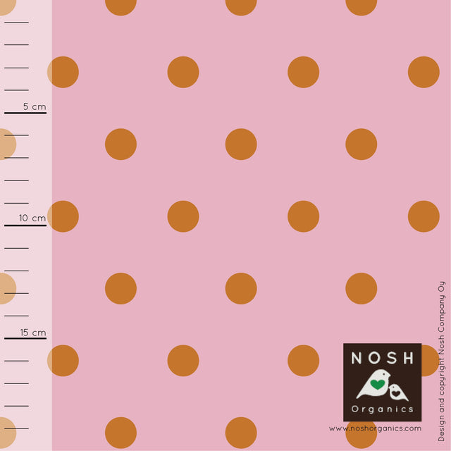 Cotton Lycra Polka Dots Organic Knit Fabric Pink/Orange