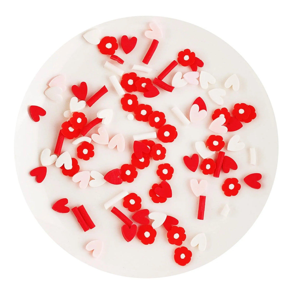 Poly Clay Slices - Pink & Red Heart Sprinkles (2 oz Bag)