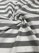 Poly Cotton 1" Stripe Print Poly Cotton Fabric - Black/White, Navy Blue/White, Pink/White, Red/White, Red/Black, Silver/White, Turquoise/White, Yellow/White, Yellow/Black, Yellow/Lilac, 58" Width (1 Yard)