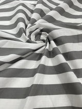 Poly Cotton 1" Stripe Print Poly Cotton Fabric - Black/White, Navy Blue/White, Pink/White, Red/White, Red/Black, Silver/White, Turquoise/White, Yellow/White, Yellow/Black, Yellow/Lilac, 58" Width (1 Yard)