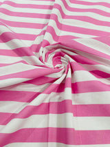 Poly Cotton 1" Stripe Print Poly Cotton Fabric - Black/White, Navy Blue/White, Pink/White, Red/White, Red/Black, Silver/White, Turquoise/White, Yellow/White, Yellow/Black, Yellow/Lilac, 58" Width (1 Yard)