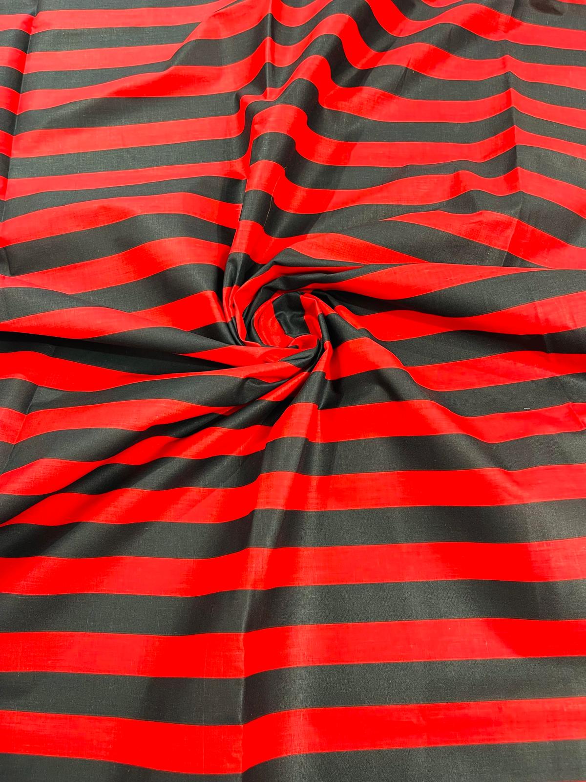 Poly Cotton 1" Stripe Print Poly Cotton Fabric - Black/White, Navy Blue/White, Pink/White, Red/White, Red/Black, Silver/White, Turquoise/White, Yellow/White, Yellow/Black, Yellow/Lilac, 58" Width (1 Yard)