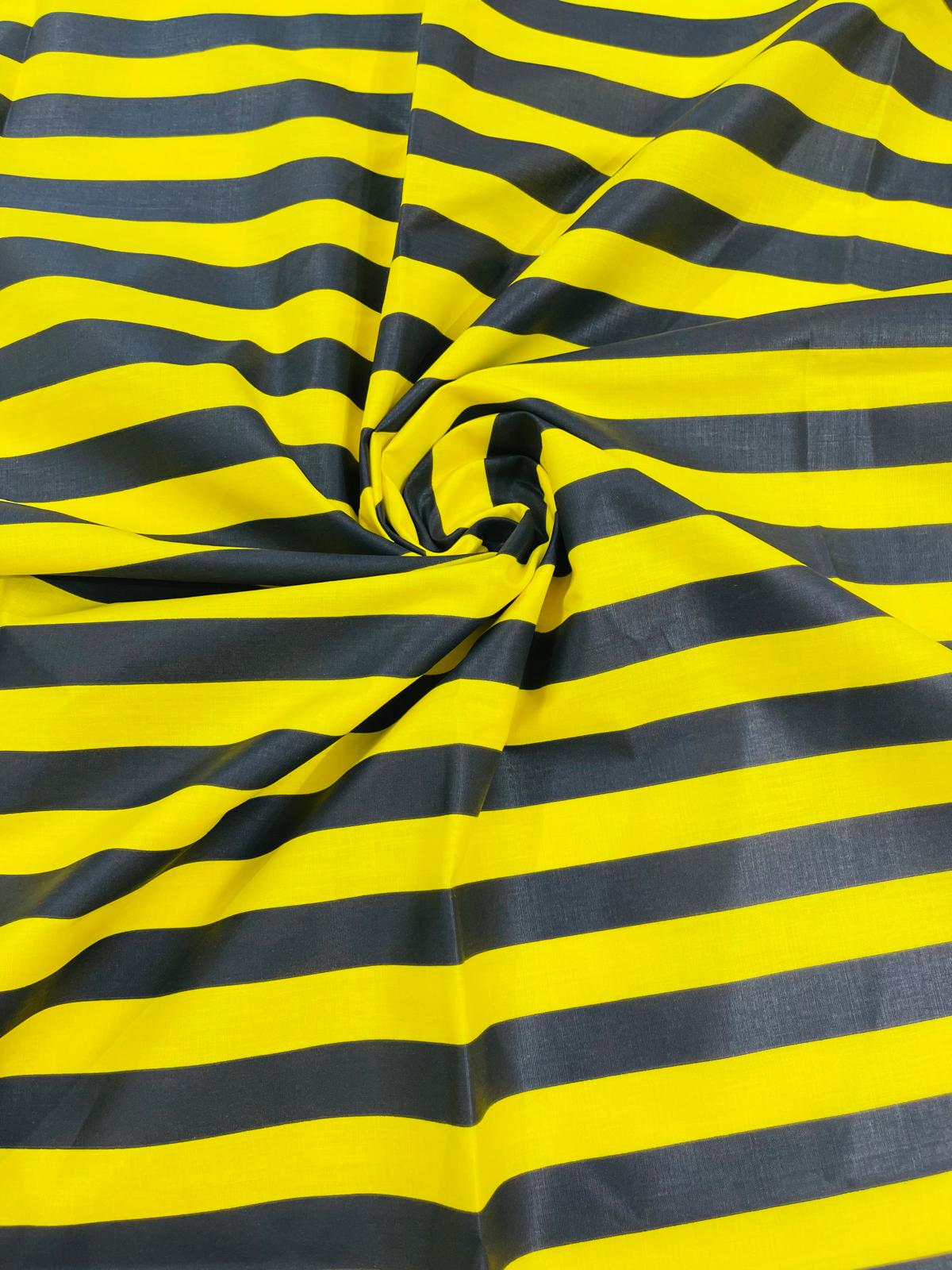 Poly Cotton 1" Stripe Print Poly Cotton Fabric - Black/White, Navy Blue/White, Pink/White, Red/White, Red/Black, Silver/White, Turquoise/White, Yellow/White, Yellow/Black, Yellow/Lilac, 58" Width (1 Yard)