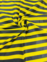 Poly Cotton 1" Stripe Print Poly Cotton Fabric - Black/White, Navy Blue/White, Pink/White, Red/White, Red/Black, Silver/White, Turquoise/White, Yellow/White, Yellow/Black, Yellow/Lilac, 58" Width (1 Yard)