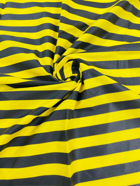 Poly Cotton 1" Stripe Print Poly Cotton Fabric - Black/White, Navy Blue/White, Pink/White, Red/White, Red/Black, Silver/White, Turquoise/White, Yellow/White, Yellow/Black, Yellow/Lilac, 58" Width (1 Yard)