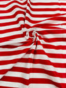 Poly Cotton 1" Stripe Print Poly Cotton Fabric - Black/White, Navy Blue/White, Pink/White, Red/White, Red/Black, Silver/White, Turquoise/White, Yellow/White, Yellow/Black, Yellow/Lilac, 58" Width (1 Yard)
