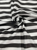 Poly Cotton 1" Stripe Print Poly Cotton Fabric - Black/White, Navy Blue/White, Pink/White, Red/White, Red/Black, Silver/White, Turquoise/White, Yellow/White, Yellow/Black, Yellow/Lilac, 58" Width (1 Yard)