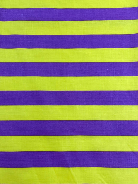 Poly Cotton 1" Stripe Print Poly Cotton Fabric - Black/White, Navy Blue/White, Pink/White, Red/White, Red/Black, Silver/White, Turquoise/White, Yellow/White, Yellow/Black, Yellow/Lilac, 58" Width (1 Yard)