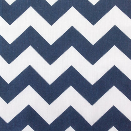 Poly Cotton Chevron Print Fabric - Black On White Chevron Zig Zag, 58-60" Width, 1" Repeat (1 Yard)