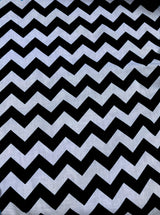 Poly Cotton Chevron Print Fabric - Black On White Chevron Zig Zag, 58-60" Width, 1" Repeat (1 Yard)