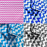 Poly Cotton Chevron Print Fabric - Black On White Chevron Zig Zag, 58-60" Width, 1" Repeat (1 Yard)