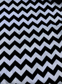 Poly Cotton Chevron Print Fabric - Black On White Chevron Zig Zag, 58-60" Width, 1" Repeat (1 Yard)