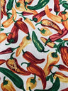 Chile Pepper Print Poly Cotton Fabric - Black And White Bandanna Print, 60" Width (By The Yard)