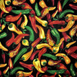 Chile Pepper Print Poly Cotton Fabric - Black And White Bandanna Print, 60" Width (By The Yard)