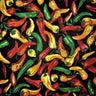 Chile Pepper Print Poly Cotton Fabric - Black And White Bandanna Print, 60" Width (By The Yard)
