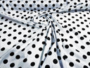 Poly Cotton Polka Dot Print Poly Cotton Fabric - Black Dot On Red, 58" Width (1 Yard)