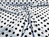 Poly Cotton Polka Dot Print Poly Cotton Fabric - Black Dot On Red, 58" Width (1 Yard)