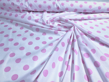 Poly Cotton Polka Dot Print Poly Cotton Fabric - Black Dot On Red, 58" Width (1 Yard)
