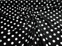Poly Cotton Polka Dot Print Poly Cotton Fabric - Black Dot On Red, 58" Width (1 Yard)
