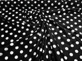 Poly Cotton Polka Dot Print Poly Cotton Fabric - Black Dot On Red, 58" Width (1 Yard)