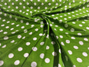 Poly Cotton Polka Dot Print Poly Cotton Fabric - Black Dot On Red, 58" Width (1 Yard)