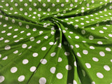 Poly Cotton Polka Dot Print Poly Cotton Fabric - Black Dot On Red, 58" Width (1 Yard)