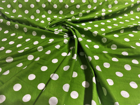 Poly Cotton Polka Dot Print Poly Cotton Fabric - Black Dot On Red, 58" Width (1 Yard)