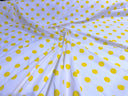 Poly Cotton Polka Dot Print Poly Cotton Fabric - Black Dot On Red, 58" Width (1 Yard)