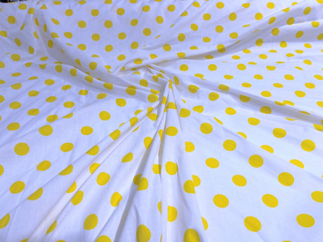 Poly Cotton Polka Dot Print Poly Cotton Fabric - Black Dot On Red, 58" Width (1 Yard)
