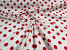 Poly Cotton Polka Dot Print Poly Cotton Fabric - Black Dot On Red, 58" Width (1 Yard)
