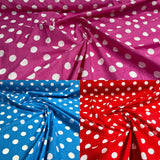 Poly Cotton Polka Dot Print Poly Cotton Fabric - Black Dot On Red, 58" Width (1 Yard)